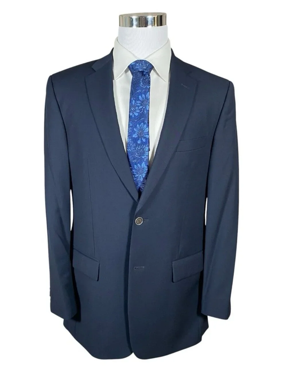 John Varvatos Explorer Travel Blazer Men 42L Single Needle Wool Navy Blue Twill
